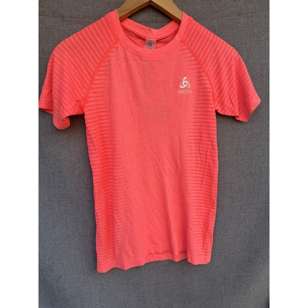 NWT Odlo ZeroScent Short Sleeve T Shirt‎ Womens XS Neon Pink Siesta Melange
